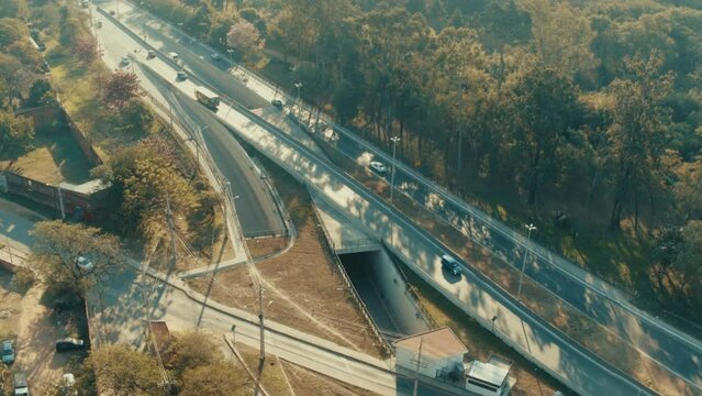 Highway and tunnels with a lot of traffic in Asunci&oacute;n Paraguay. Entering the city
