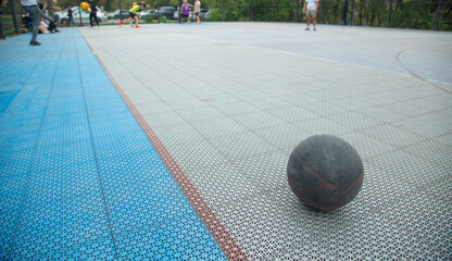Basketball ball on the basketball arena.