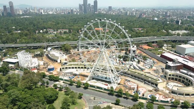 Drone shot Wheel of Fortune Aztlan and Mexico City