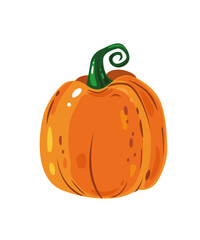 Orange autumn pumpkin on white background with . Great element for your Halloween design.
