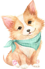 Corgi dog watercolour, cute dog watercolour
