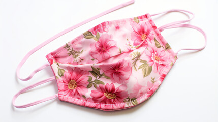 Pink flower fabric surgical face mask