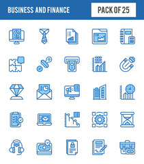 25 Business and Finance Two Color icons pack. vector illustration.