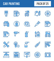 25 Car Painting Two Color icons pack. vector illustration.