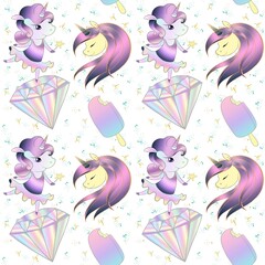Cute unicorn seamless pattern