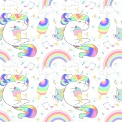 Cute rainbow unicorn seamless pattern