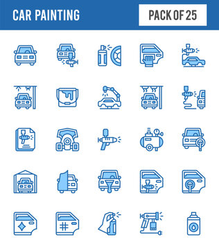 25 Car Painting Two Color icons pack. vector illustration.