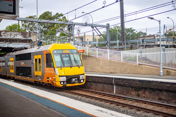 Sydney/Australia- March 20, 2019: NSW Sydney Train in action, it is the suburban passenger rail...