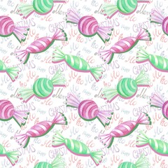 Candy seamless pattern, Merry Christmas  seamless pattern