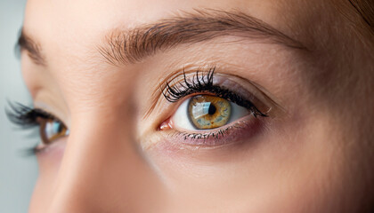 Naklejka premium close-up macro shot of female eyes with make-up