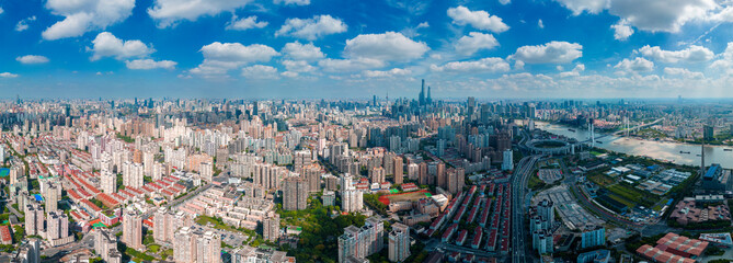 Aerial photography of urban scenery in Shanghai, China