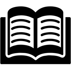 Literary gateway. Open book icon. Educational odyssey. Vector textbook symbol. Knowledge unleashed. Reading realm. Black and white page