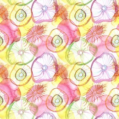 Underwater world watercolour seamless pattern