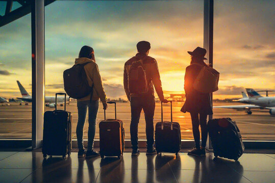 Reisende mit Koffern am Flughafen - my.reisen Domain