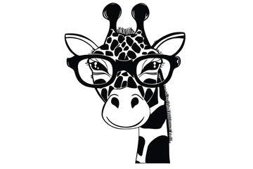 Giraffe Chic: Cute and Cool Vector Portrait with Stylish Glasses