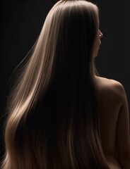 Dark Haired Woman on Dark Brown Background