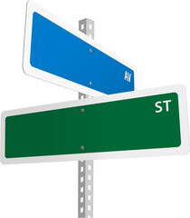 Blue and green vector signposts on transparent background