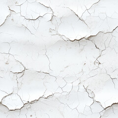 Cracked painted wall seamless texture. Old white stucco. AI Generative