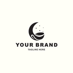 black moon and star coffee cup logo for your coffee business