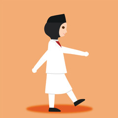 hijab character celebrating indonesia independence day wearing paskibraka cloth