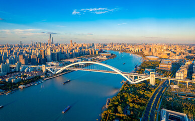 Urban Environment of Lupu Bridge, Shanghai, China
