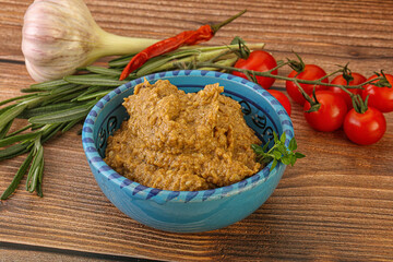 Jewish eggplant dip with oil