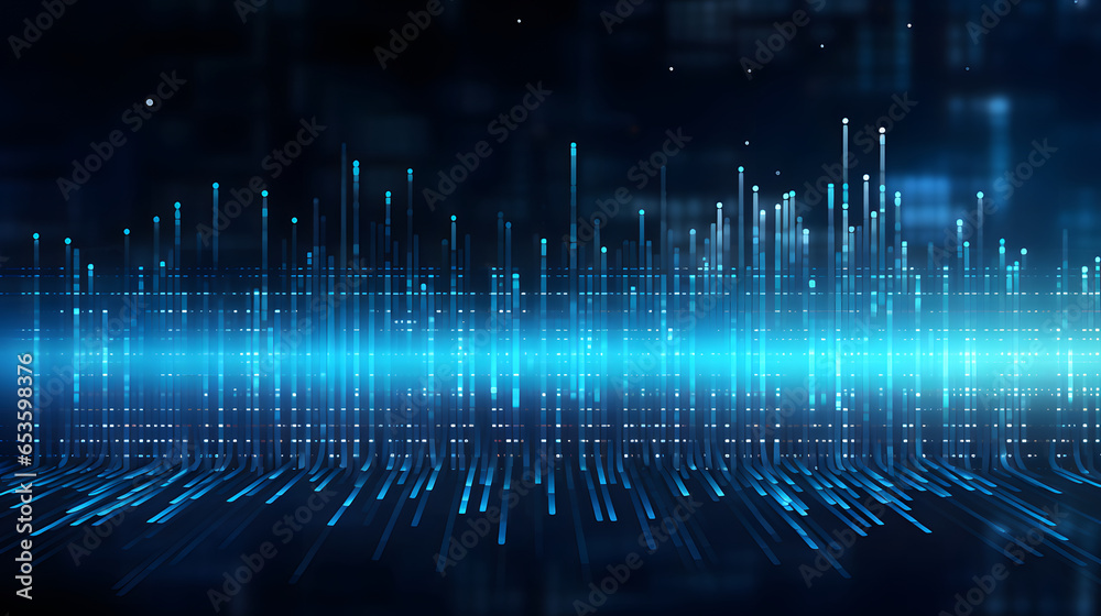 Leinwandbilder abstract background with glowing lines with clouds. Cloud computing technology and big data concept or data analytic information. Artificial intelligence