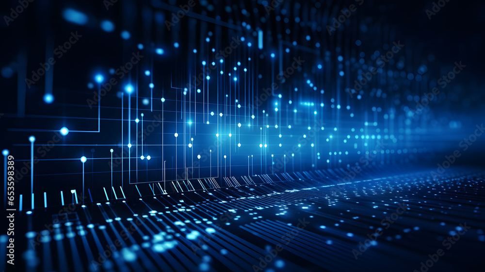 Poster abstract background with glowing lines with clouds. Cloud computing technology and big data concept or data analytic information. Artificial intelligence