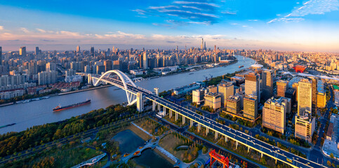 Urban Environment of Lupu Bridge, Shanghai, China