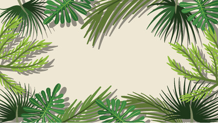 Fototapeta na wymiar Tropical Plants Border Frame on White Background