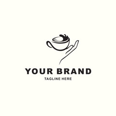 hand and coffee cup logo