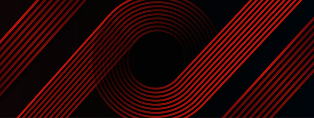  Abstract futuristic background with Glowing red circle lines. Swirl circular lines design element with Round movement. Modern shiny red geometric pattern for Technology concept. Vector illustration