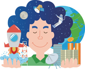 宇宙ビジネスのイメージイラスト