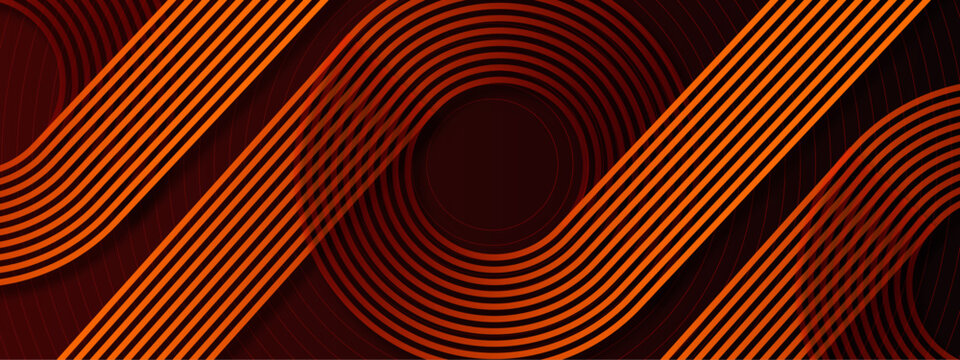  Abstract futuristic background with Glowing orange circle lines.Swirl circular lines design element with Round movement. Modern shiny  geometric pattern for Technology concept. Vector illustration