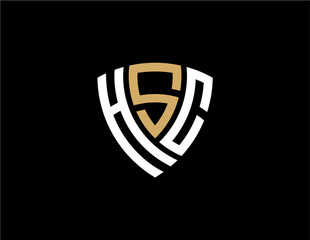 HSC creative letter shield logo design vector icon illustration