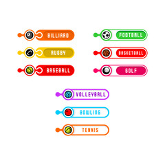 vector labels for various sports, sports infographic elements