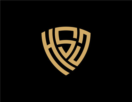 HSJ creative letter shield logo design vector icon illustration