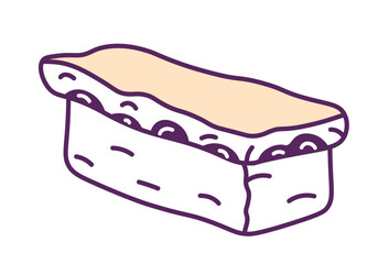 Sushi tako with pressed rice tofu on top vector