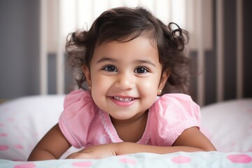 Cute little girl. Smiling portrait. Generate Ai