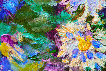 Colorful abstract oil painting art background. Texture of canvas and oil.