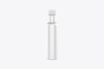 hair oil bottle with comb isolated on white background. 3d illustration - obrazy, fototapety, plakaty