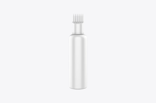 hair oil bottle with comb isolated on white background. 3d illustration