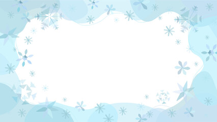 クリスマスに使える水色の雪の結晶のベクターフレーム画像
