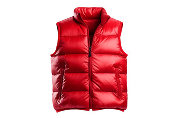 Warm Winter Down Vest Isolated on Transparent Background.