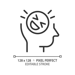 2D pixel perfect editable black sense of humor icon, isolated vector, thin line illustration representing soft skills.