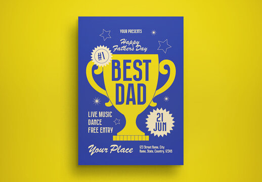 Blue Flat Design Father's Day Flyer Layout