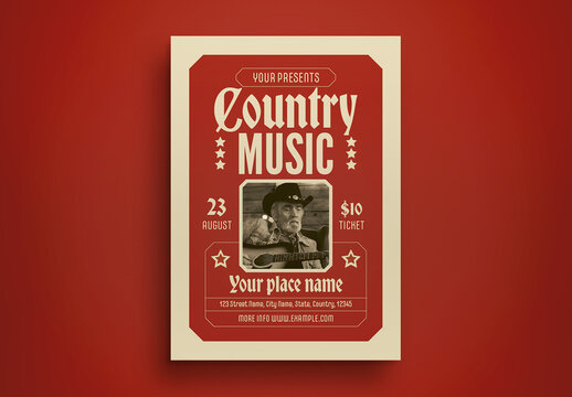 Red Retro Country Music Flyer Layout