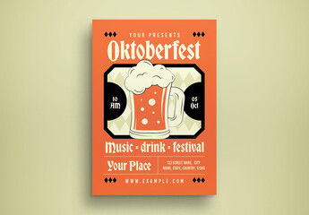 Orange Flat Design Oktoberfest Flyer Layout