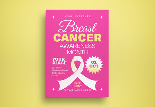 Pink Simple Breast Cancer Awareness Month Flyer Layout