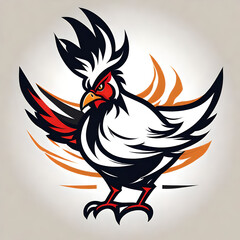 A logo for a business or sports team featuring a stylized rooster bird that is suitable for a t-shirt graphic.